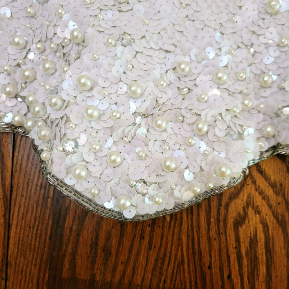 Vintage Saks Fifth Avenue Couture Pearl & Sequin Beaded Strapless Bustier Corset - Picture 9 of 16